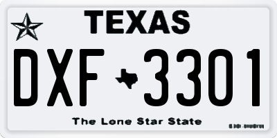 TX license plate DXF3301