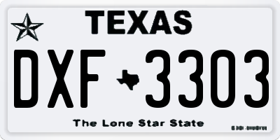 TX license plate DXF3303