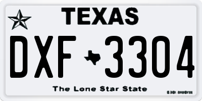 TX license plate DXF3304