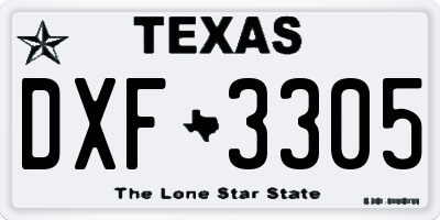 TX license plate DXF3305