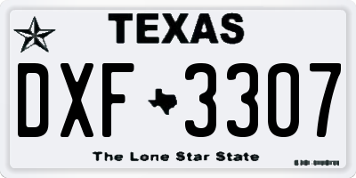 TX license plate DXF3307