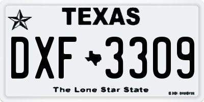 TX license plate DXF3309