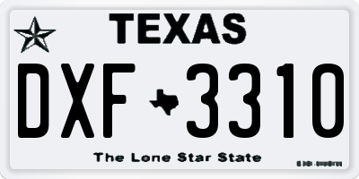 TX license plate DXF3310