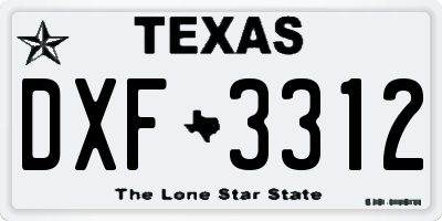 TX license plate DXF3312