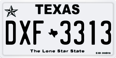 TX license plate DXF3313