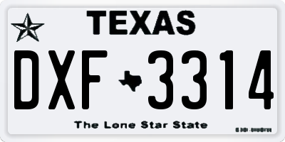 TX license plate DXF3314