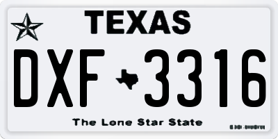 TX license plate DXF3316