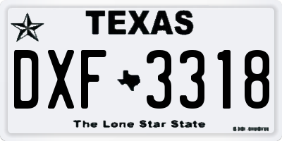 TX license plate DXF3318
