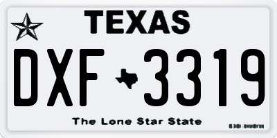 TX license plate DXF3319