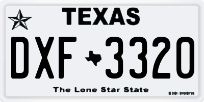 TX license plate DXF3320
