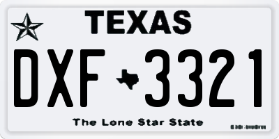 TX license plate DXF3321