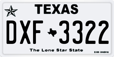 TX license plate DXF3322