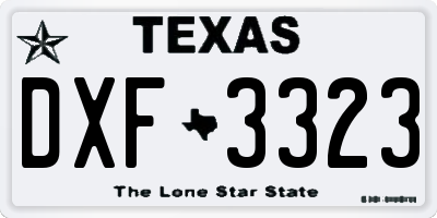 TX license plate DXF3323