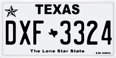 TX license plate DXF3324