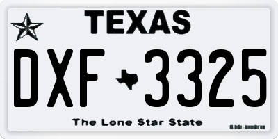 TX license plate DXF3325