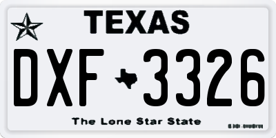 TX license plate DXF3326