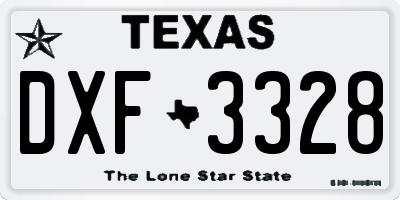 TX license plate DXF3328
