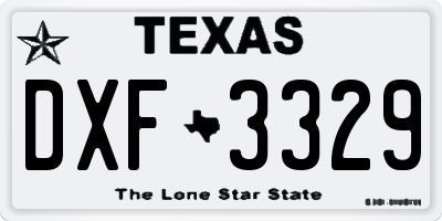 TX license plate DXF3329