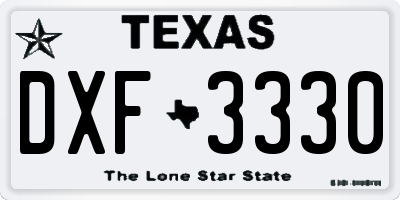 TX license plate DXF3330