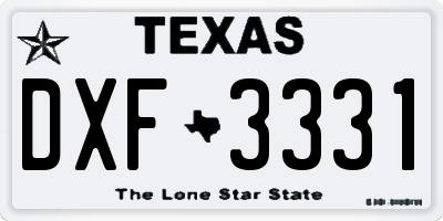 TX license plate DXF3331