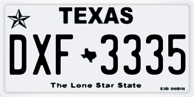 TX license plate DXF3335