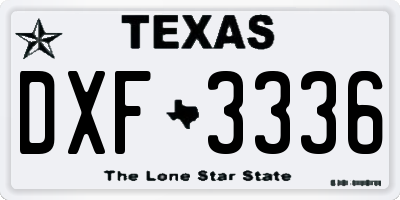 TX license plate DXF3336