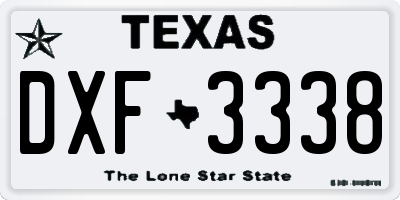 TX license plate DXF3338