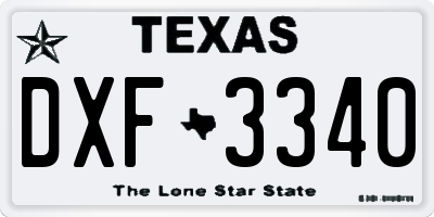 TX license plate DXF3340