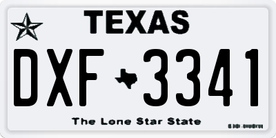 TX license plate DXF3341