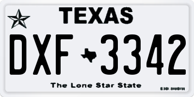 TX license plate DXF3342