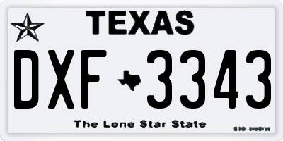 TX license plate DXF3343