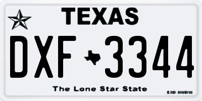 TX license plate DXF3344