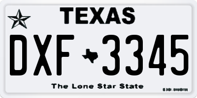 TX license plate DXF3345