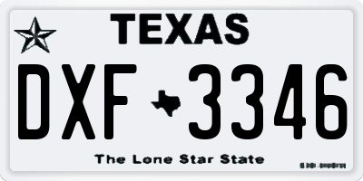 TX license plate DXF3346