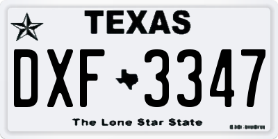 TX license plate DXF3347