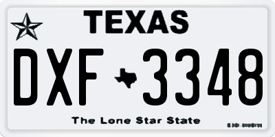 TX license plate DXF3348