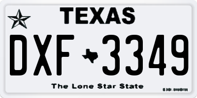 TX license plate DXF3349