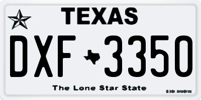TX license plate DXF3350
