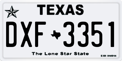 TX license plate DXF3351