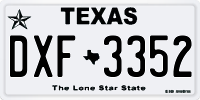 TX license plate DXF3352
