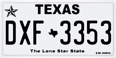 TX license plate DXF3353