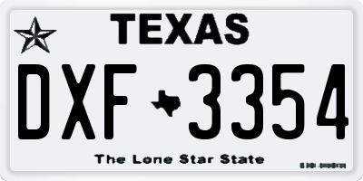 TX license plate DXF3354