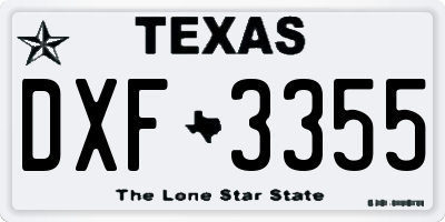 TX license plate DXF3355