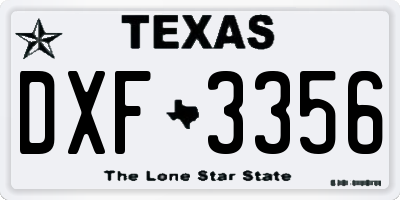 TX license plate DXF3356