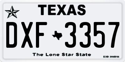 TX license plate DXF3357