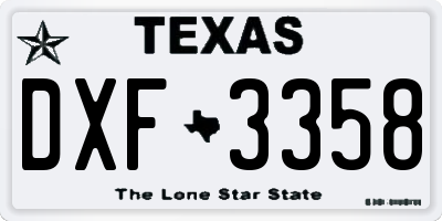 TX license plate DXF3358