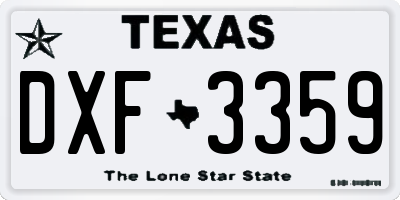 TX license plate DXF3359