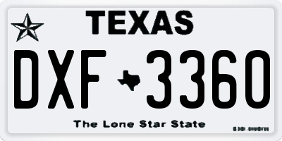 TX license plate DXF3360