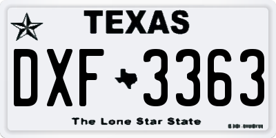 TX license plate DXF3363