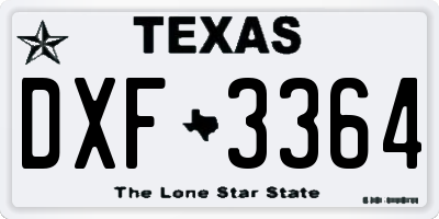 TX license plate DXF3364